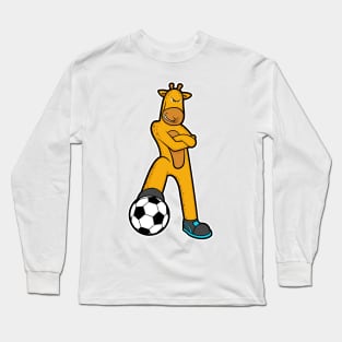 Giraffe at Sports with Soccer ball Long Sleeve T-Shirt